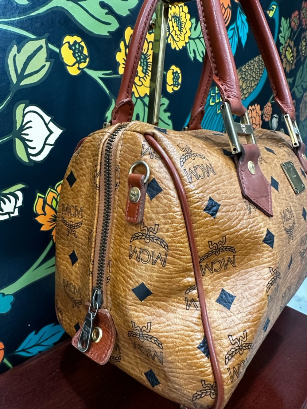 Vintage MCM München Boston Bag Cognac Visetos Satchel German Era Top Handle - Picture 8 of 14